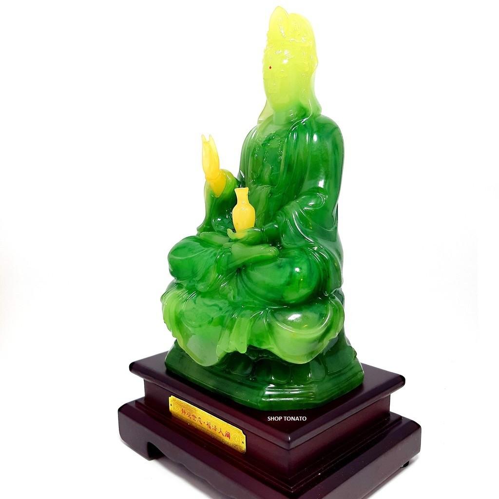 PHẬT QUAN ÂM NGỒI XANH NGỌC CH CAO 28CM