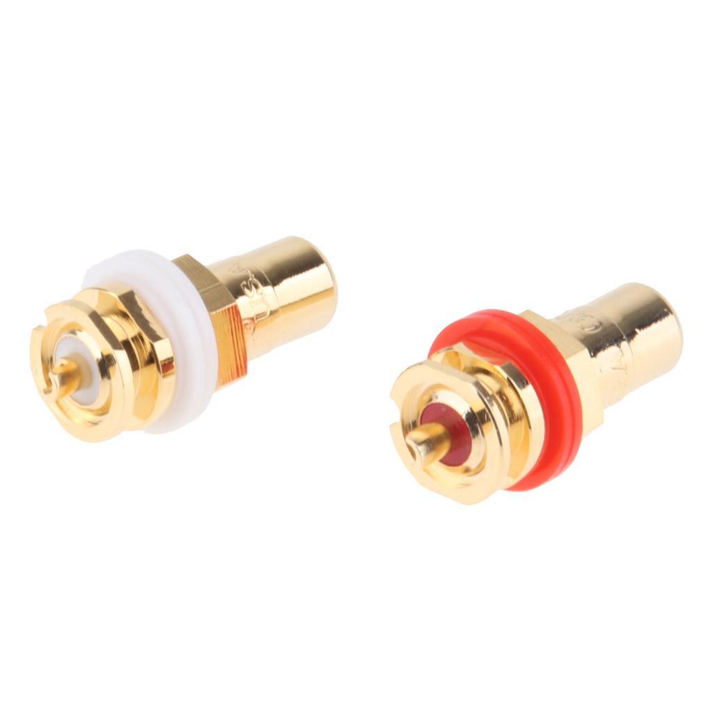 Pair RCA Female Socket Connector Chassis Panel Mount Adapter RCA Plug