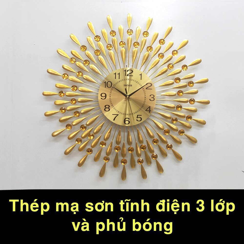 Đồng Hồ Treo Tường Trang Trí Nghệ Thuật Cao Cấp Shouse A30 hiện đại 3D kích cỡ lớn đẹp kim trôi treo phòng khách