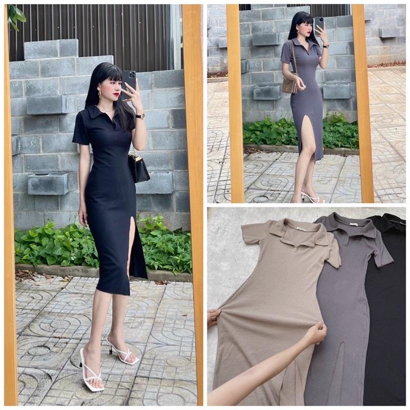 Đầm body Xẻ Basic 3 Màu Xịn Sò