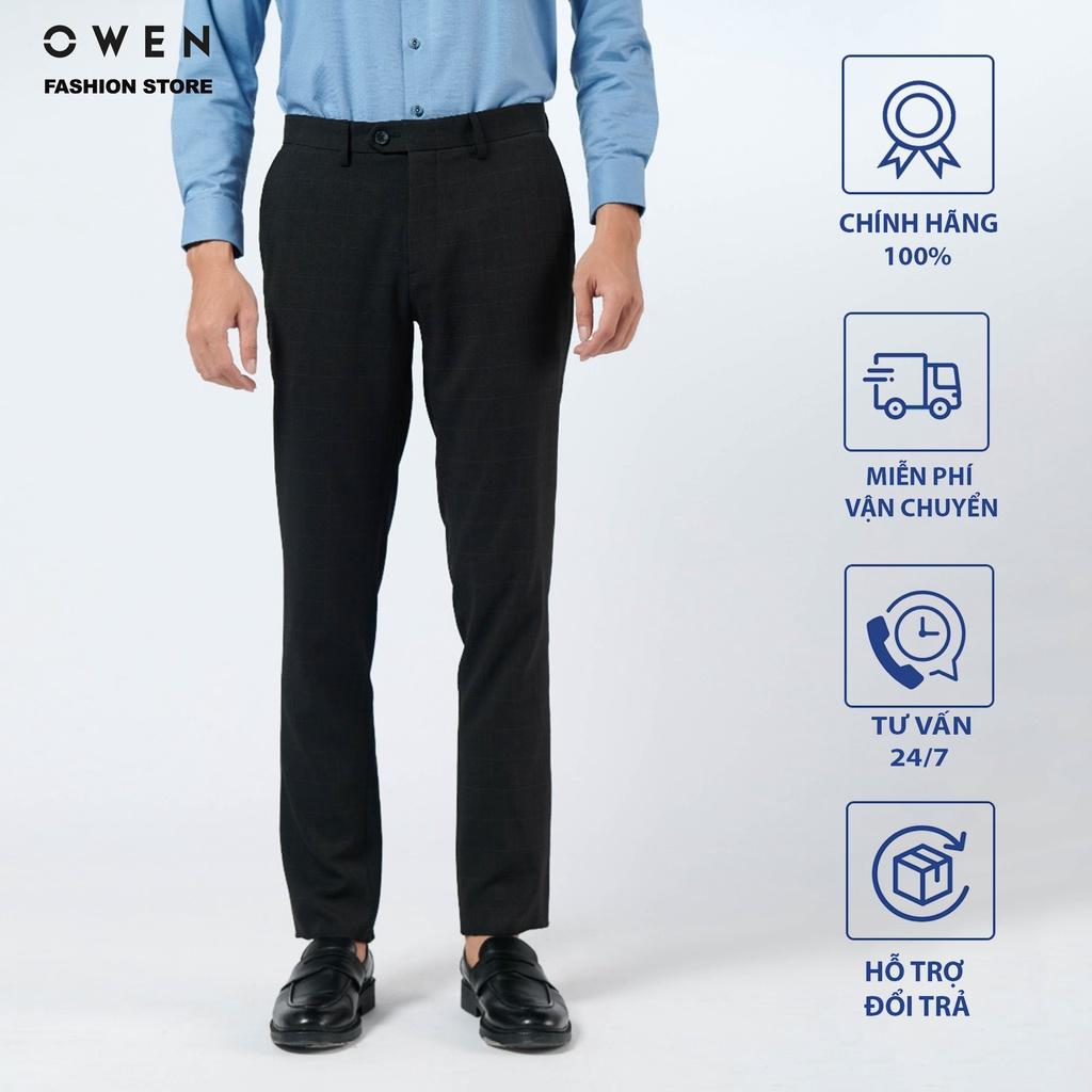 OWEN - Quần âu nam công sở dáng SLIMFIT mã QS23497 Màu đen trơn