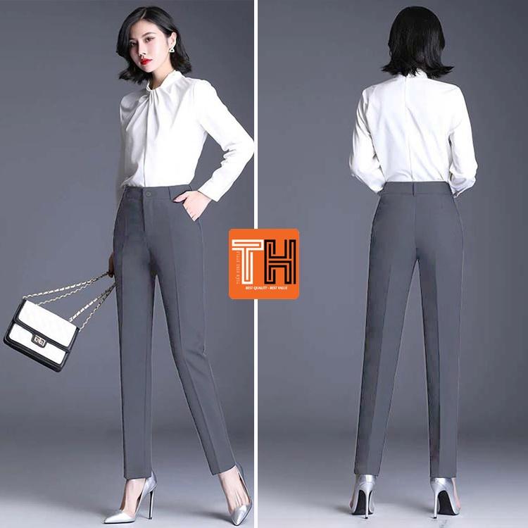 Quần tây công sở nữ kiểu mới ống đứng màu xám chì sang trọng thanh lịch