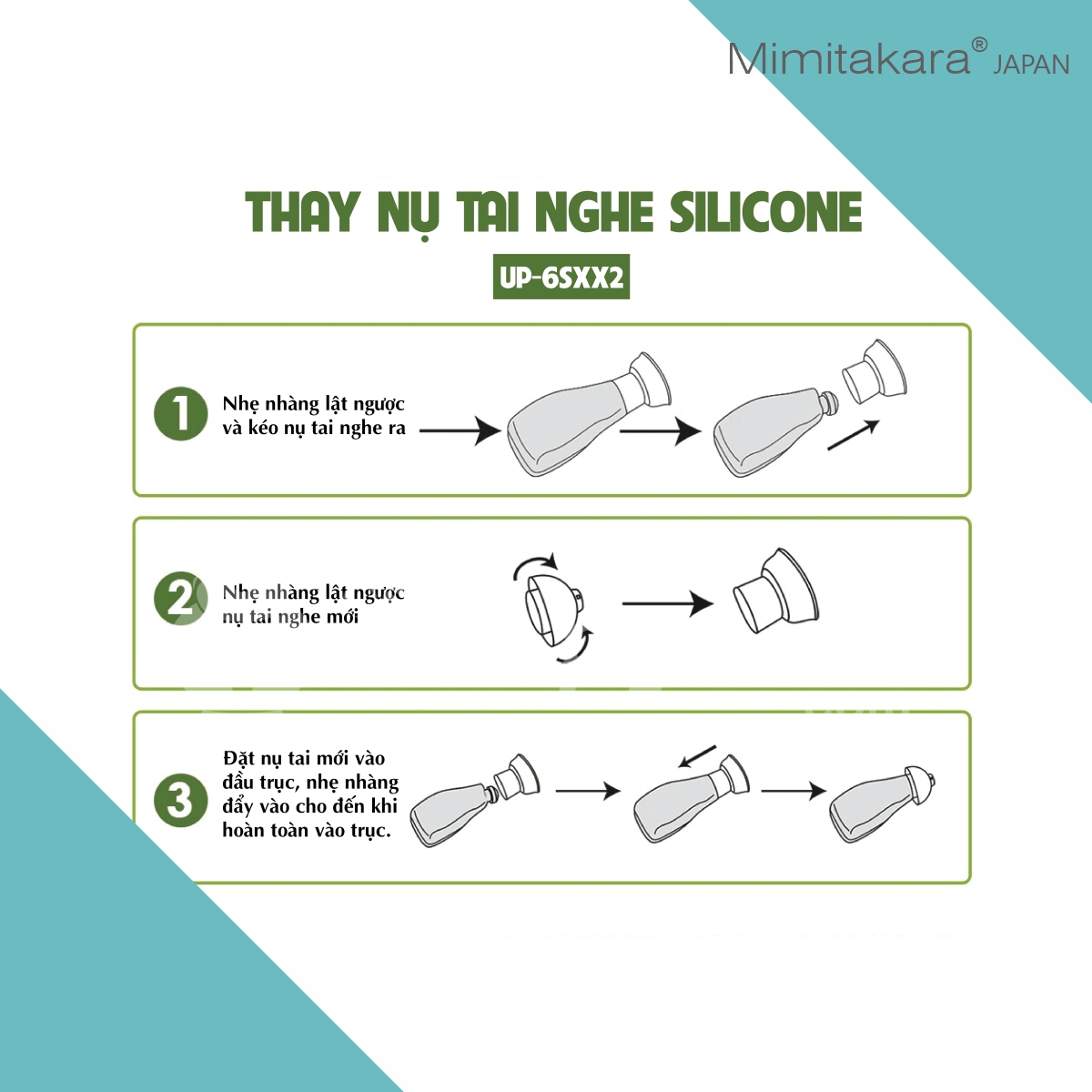 Máy trợ thính gắn ngoài tai. Kiểu siêu nhỏ lỗ tai UP-6SXX Mimitakara (Japan). Cường độ âm thanh hỗ trợ: M.