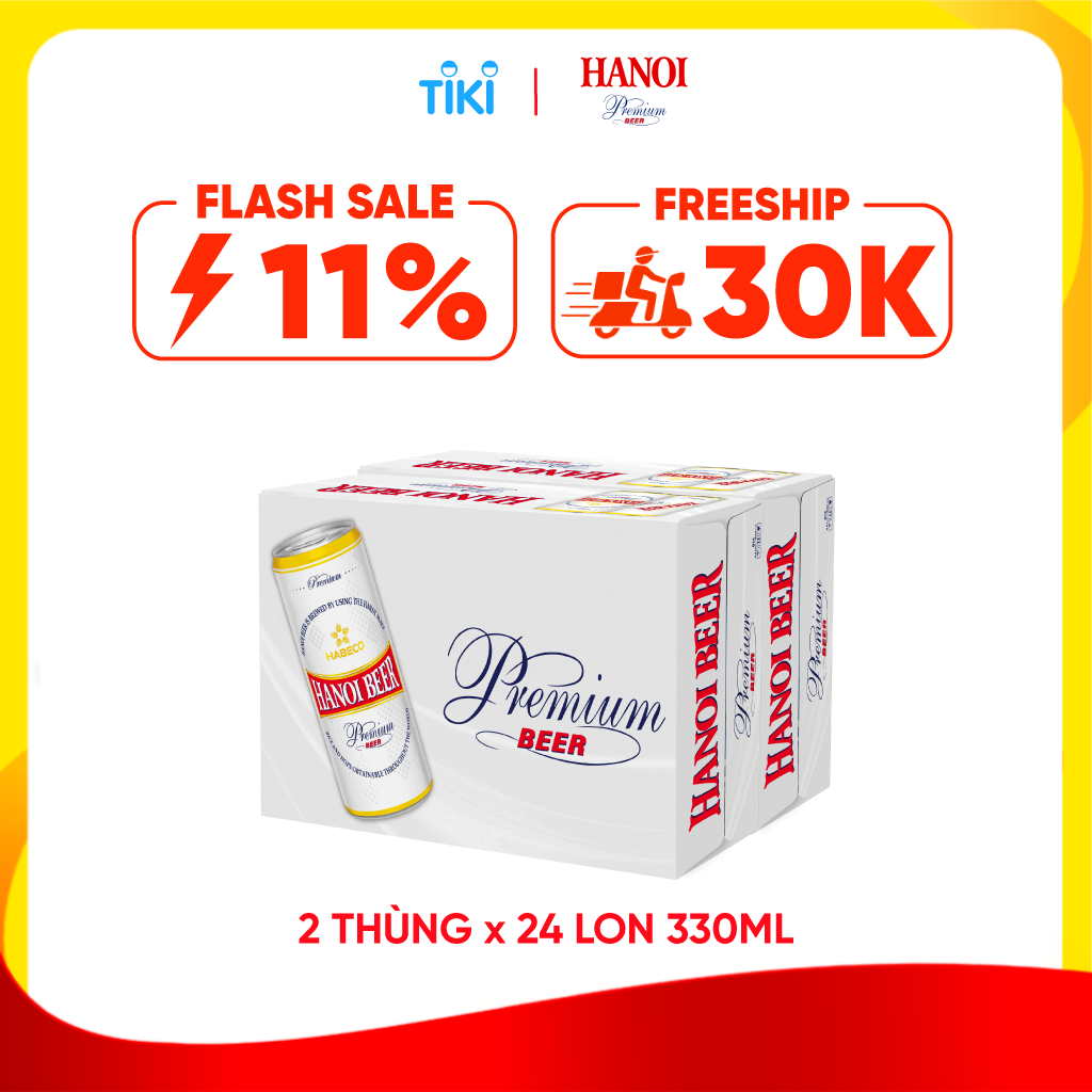 Combo 2 Thùng Bia Hanoi Premium - Thùng 24 lon 330ml