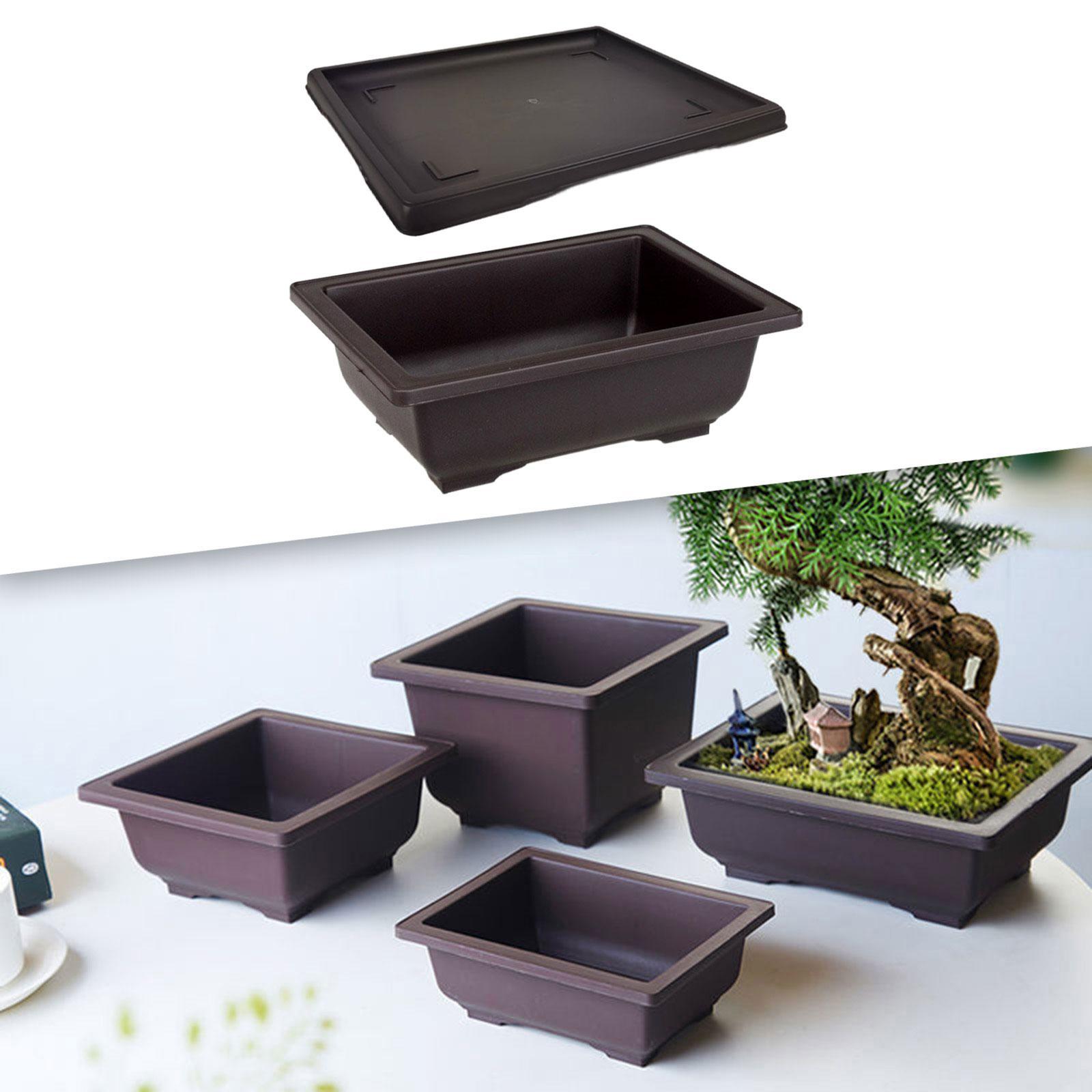 Training Pots with Tray Flowerpots Potted Sturdy Plants Growing Pot Bonsai Training Pots Multifunction Large for Office Table Indoor Balcony