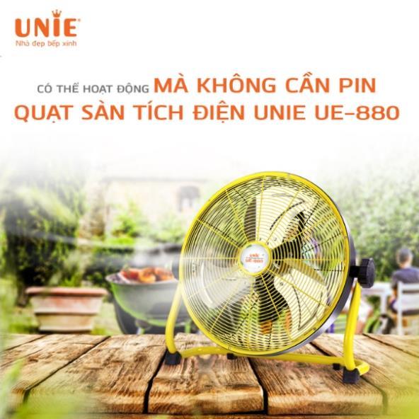 Quạt sàn tích điện Unie UE-880 công suất 26W dung lượng Pin 18000mA sử dụng 10-48h. HÀNG CHÍNH HÃNG