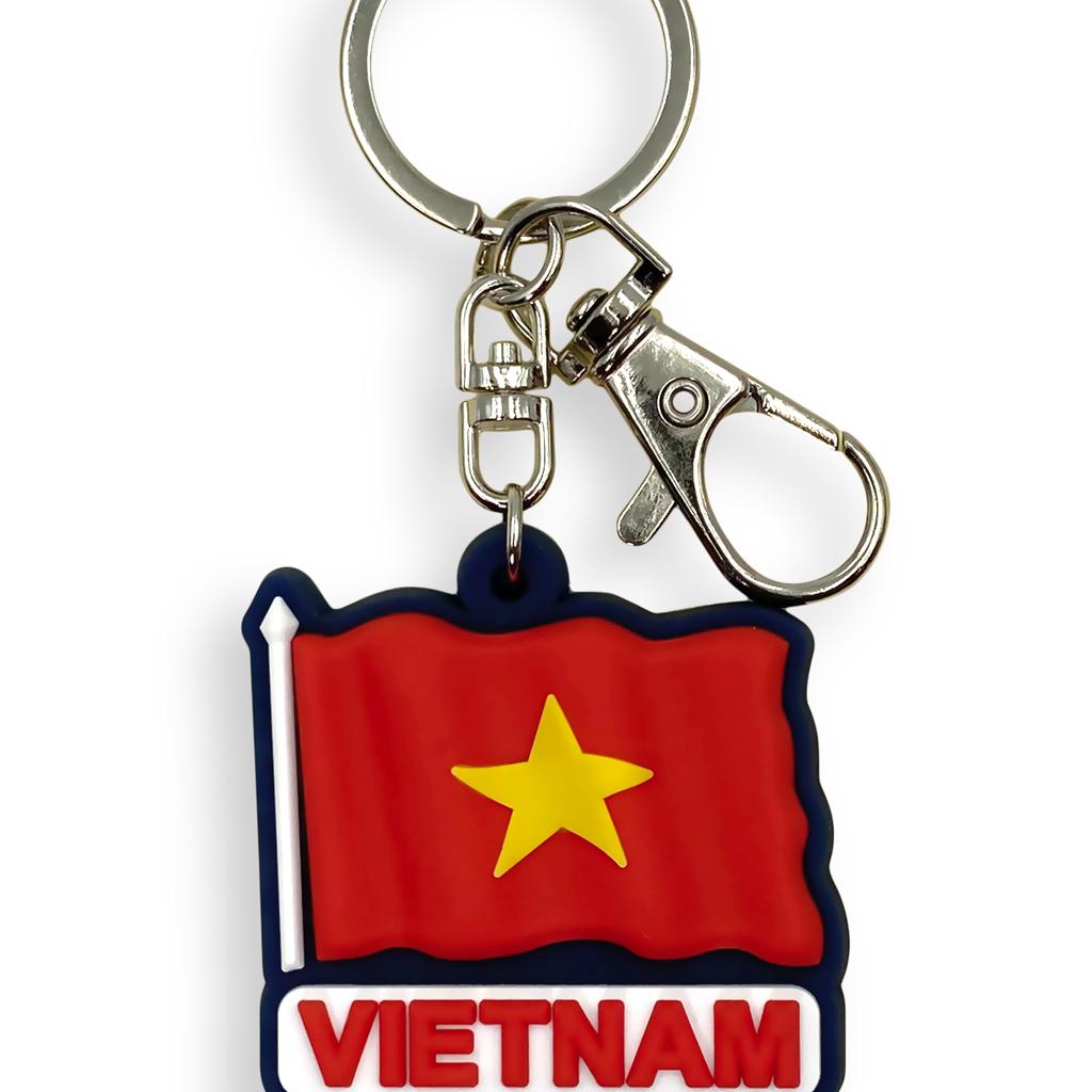 Móc khóa lưu niệm Việt Nam hình biểu tượng Việt Nam lá cờ đỏ kèm móc cài lobster tiện dụng Saigonir Souvenir