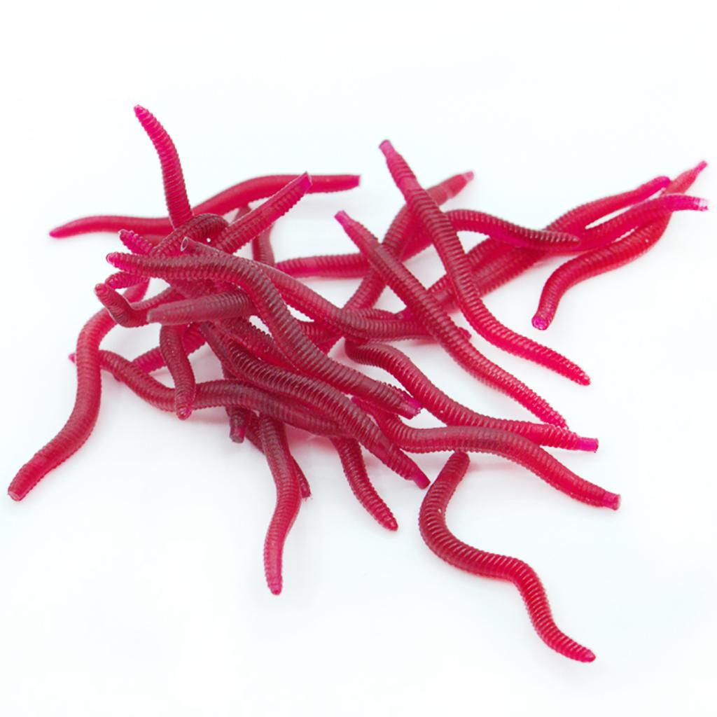 100pcs/pack Earthworm Fishing Bait Red Worm Fishing Lures