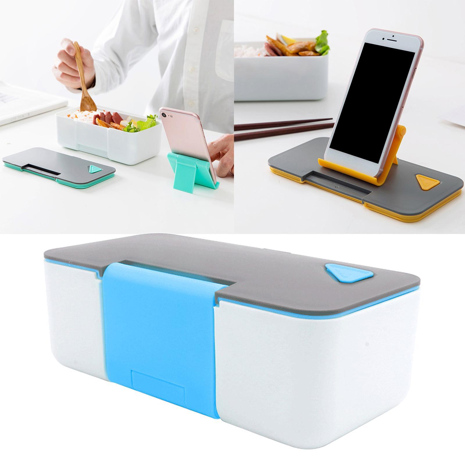 Japanese Lunch Box Creative with Mobile Phone Holder for Sushi Students Sky Blue