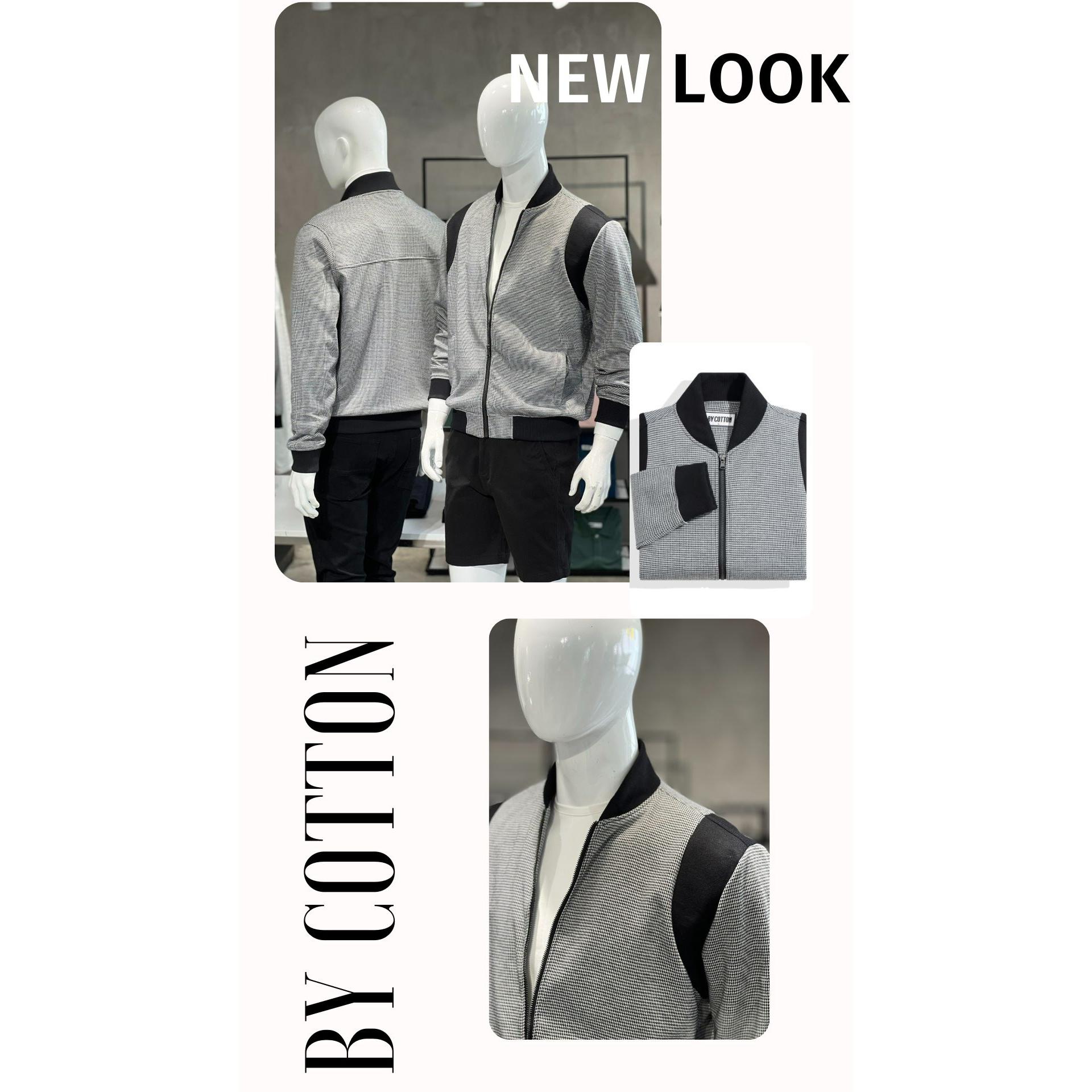 Áo Khoác Nam Họa Tiết Caro Nhí Phối Tay Đen BYCOTTON Jacket Bomber Black Pattern