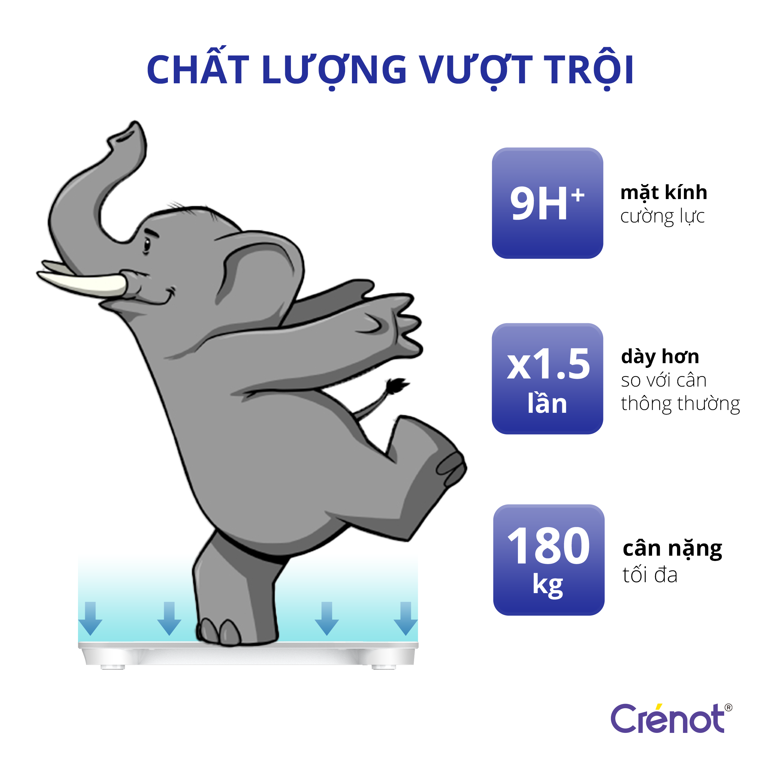 Cân điện tử sức khoẻ thông minh Crenot Gofit S2 kết nối bluetooth đo phân tích chỉ số cơ thể body fat scale can dien tu suc khoe thong minh Crénot