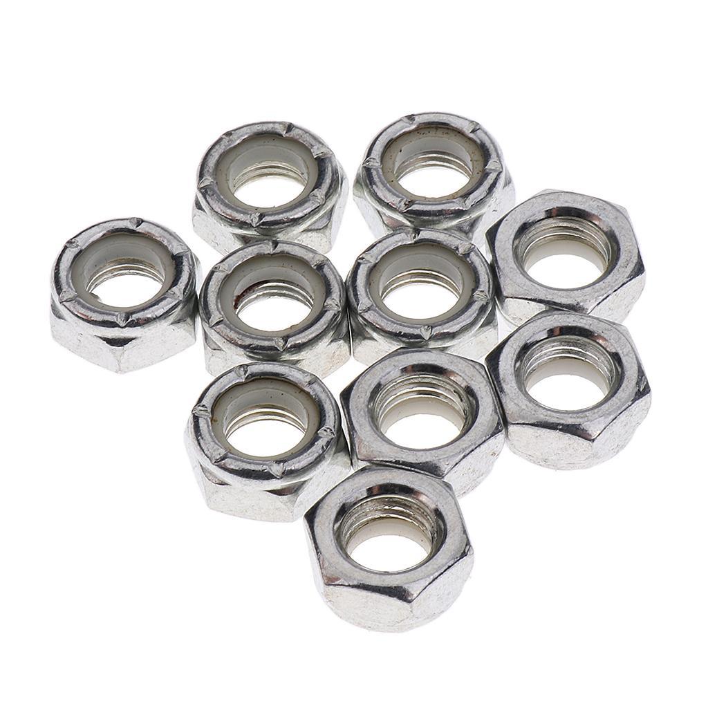 10 Pieces Skateboard Wheel Axle Mounting Screw Nuts + 100 Pieces Washers