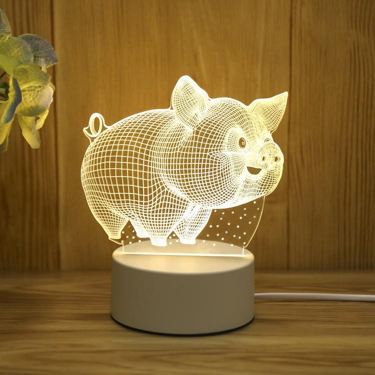 Đèn ngủ 3d để bàn, trang trí phòng ngủ, quà tặng sinh nhật 3 in 1 MYN Home