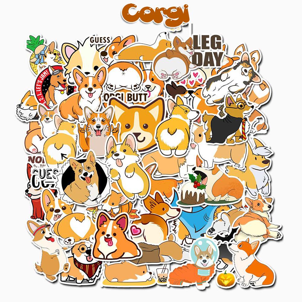 Sticker chó corgi Cắt Sẵn Hình Dán Trang Trí Mũ Bảo Hiểm Laptop Điện Thoại Ván Trượt Sổ tay Notebook