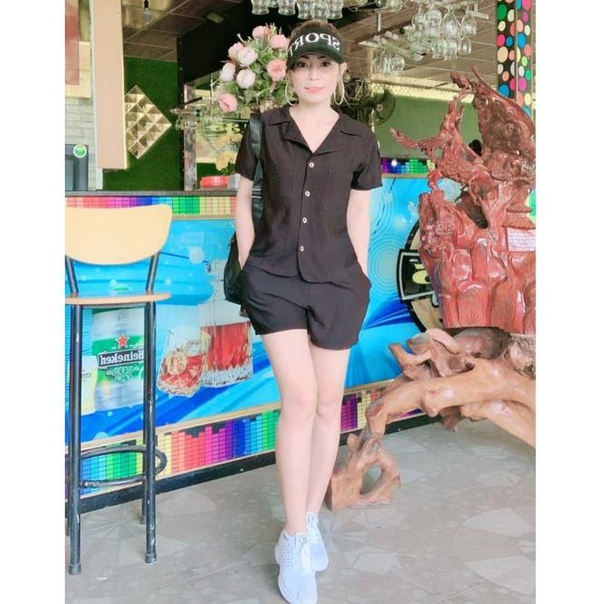 SÉT BỘ SHORT ÁO CỔ VEST CÀI NÚT