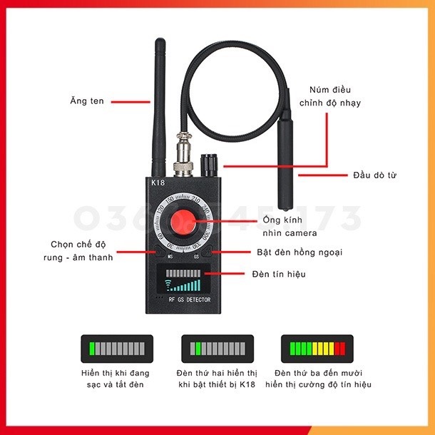 Máy dò tìm Camera, định vị. Bảo hành 12 tháng