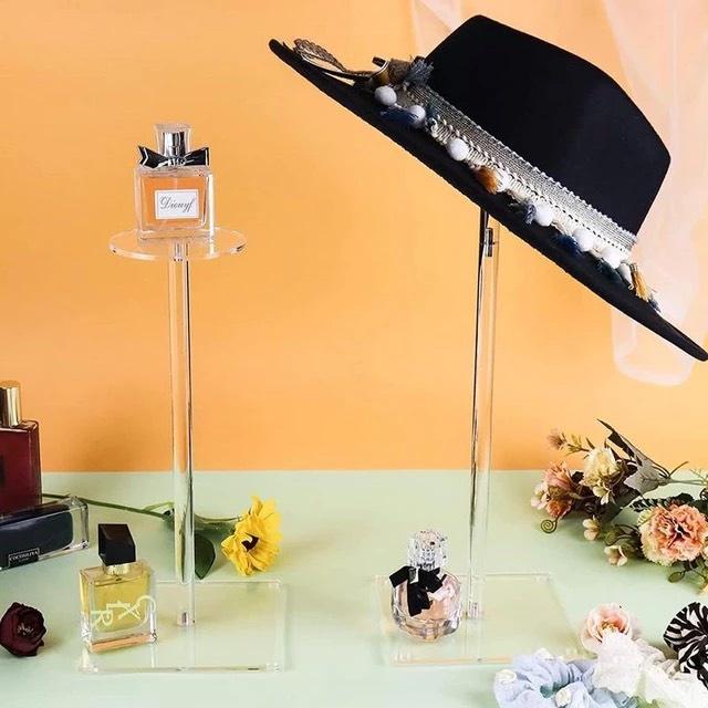 10 màu sắc, Kệ/giá đỡ Mica trưng bày Mũ Nón, tóc giả, nước hoa, móc treo đồ để bàn