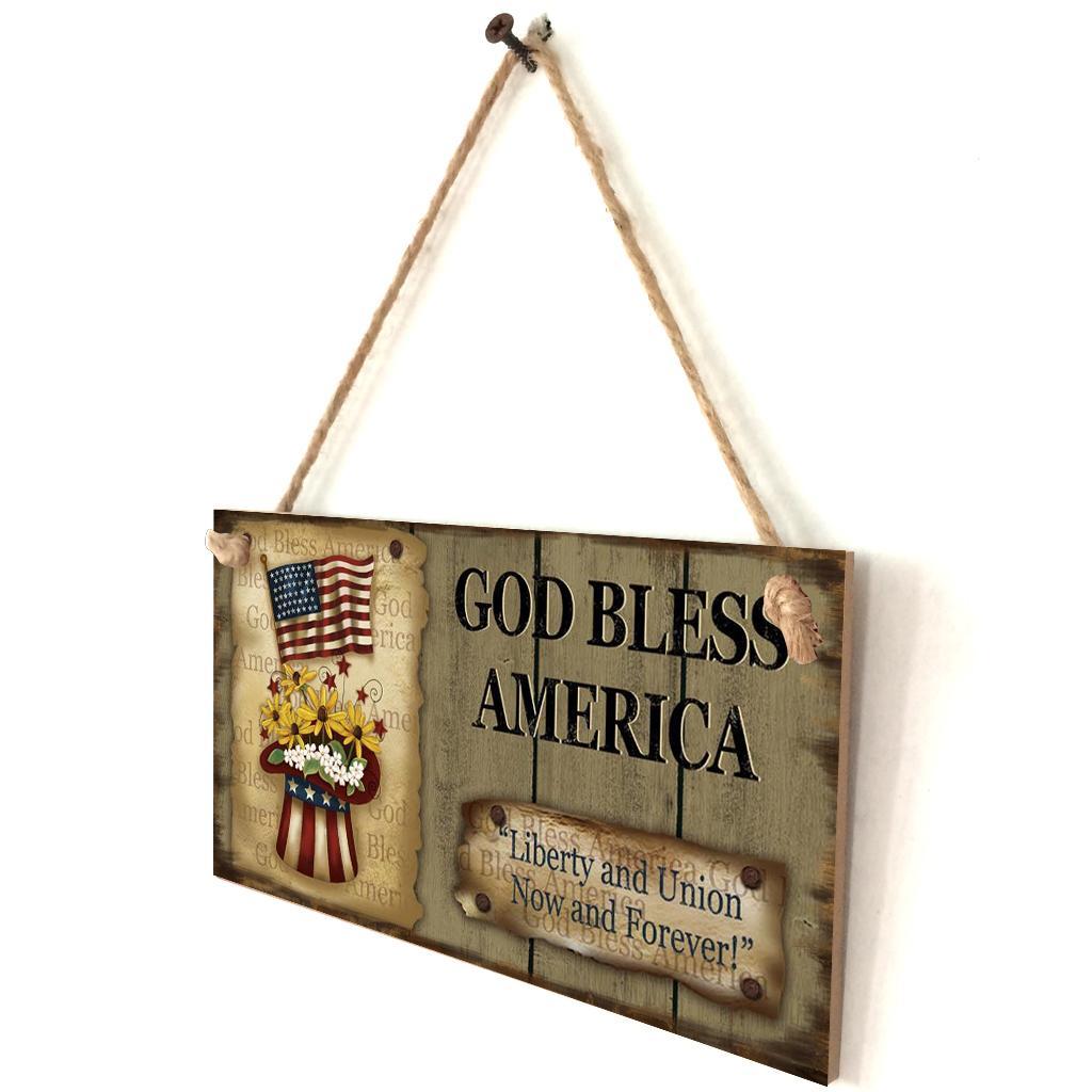 Wooden Sign Wall Hanging Plaque Independence Day Party Decor