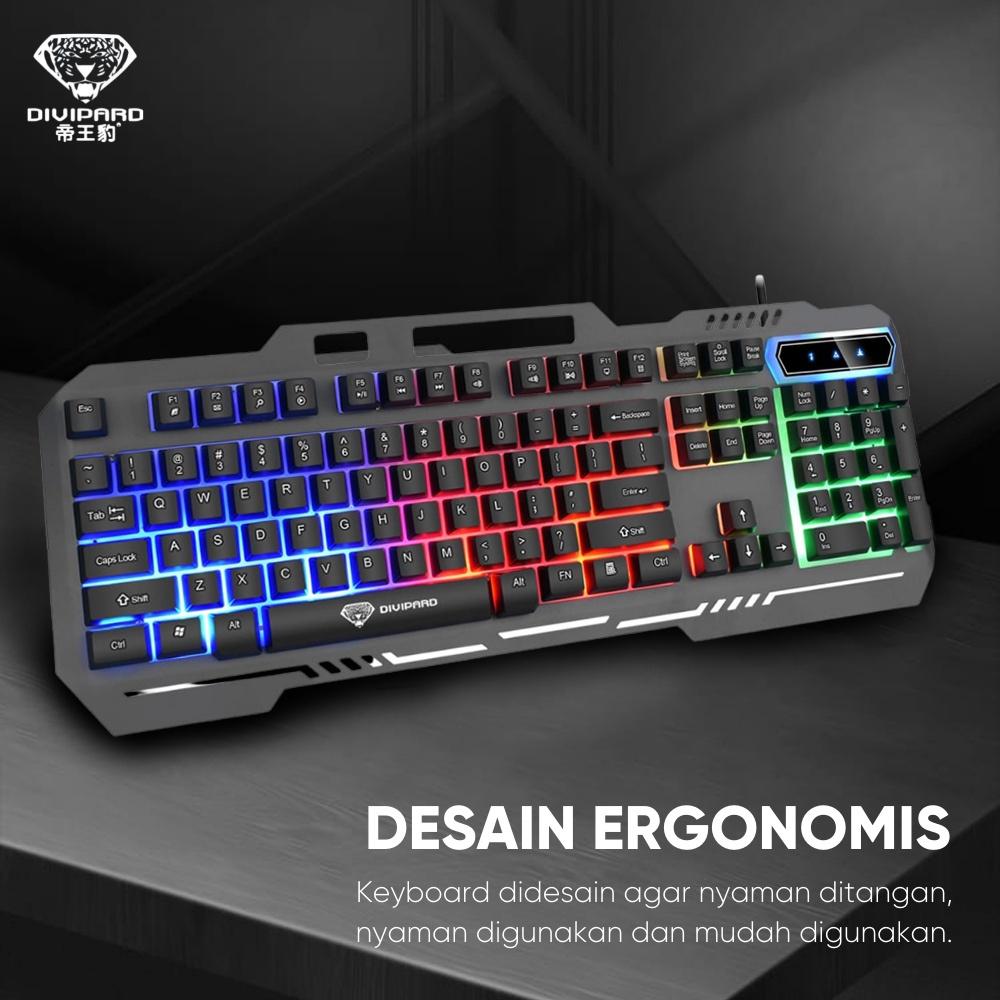 Bàn Phím Game Thủ DIVIPARD GK-70 Metal Cover LED Rainbow _ Hàng Chính Hãng