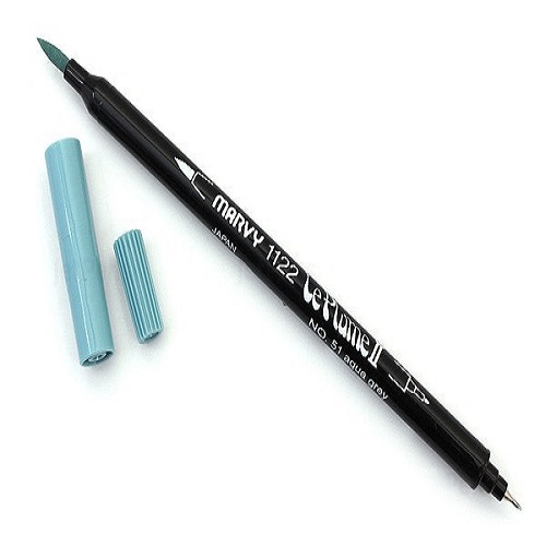 Combo 3 bút lông đầu cọ viết calligraphy Marvy Le Plume II Double-Sided Watercolor Marker - UP.PENS Collection - Turquoise Colors