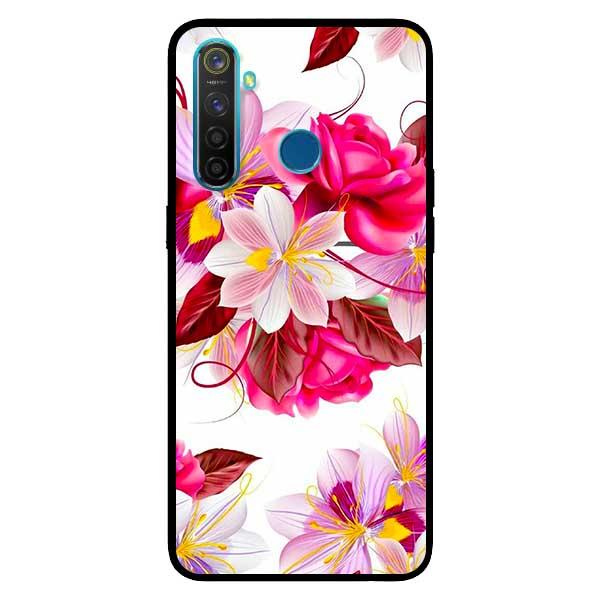 Ốp lưng dành cho Realme 5 Pro - Realme Q - Realme C3 - Hoa Đỏ Nền Trắng