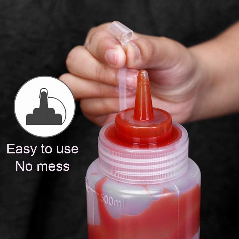 Bóp Chai Có Nắp Gói 4 Chai Gia Vị Bằng Nhựa 500ml Cho Gia Vị, Sốt Cà Chua, Mù Tạt, Mayo, Dầu Ô Liu, Trong Suốt