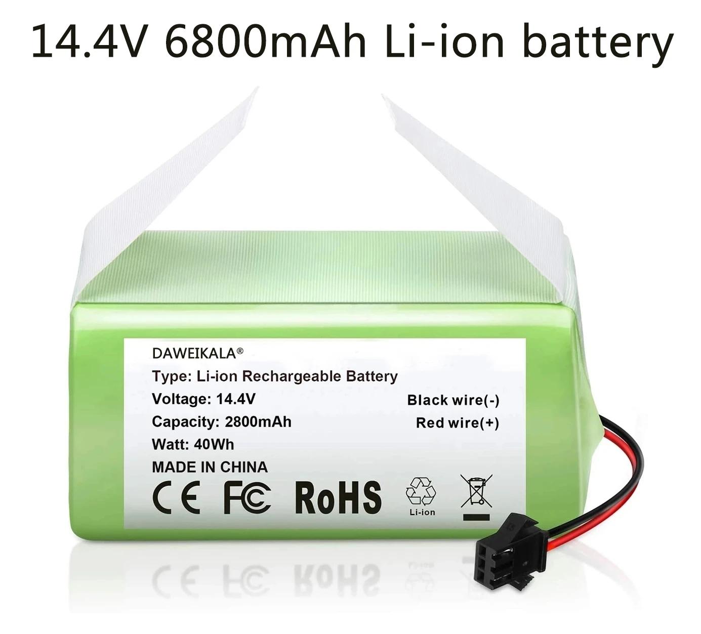 Pin Li-ion 14.4V 6800mAh dành cho Conga 990 1090 Tesvor X500 Ecovacs Deebot N79 N79S DN622 Eufy RoboVac 11 11S RoboVac 30 Màu: 2800mAh