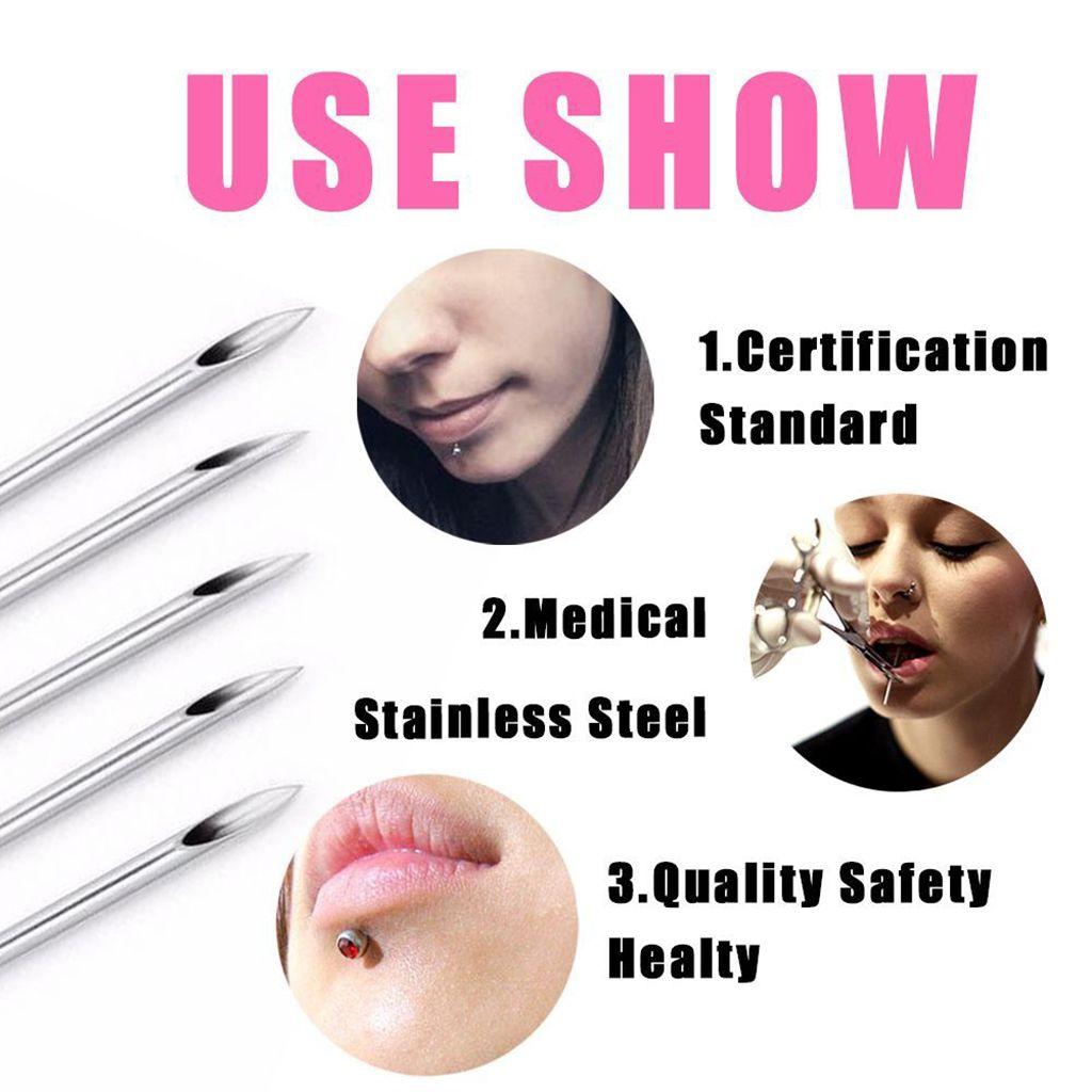 100Pcs Sterile Piercing Needles for Body Ear Navel Nipple - Gauge 12G/14G/16G/18G/20G/Mix Size