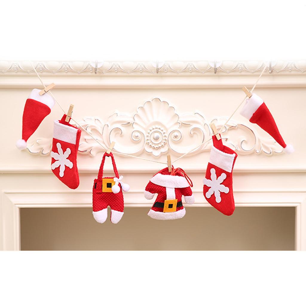 Christmas Mixed Santa Claus Hat Socks Bunting Banner Garland Party Decor