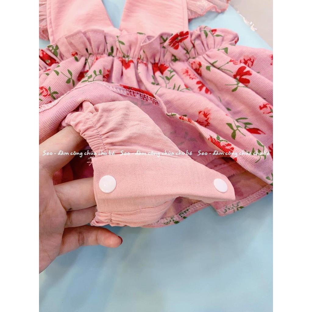 Body cho bé gái kiểu váy tay cánh tiên kèm tuban chất đũi tơ cho bé từ 3kg đến 12kg( màu hồng)