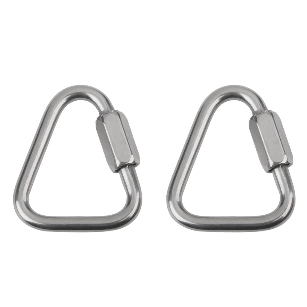 2x2Pieces Triangle Shape Mountain Rock Climbing Stainless Screw Lock Carabiner