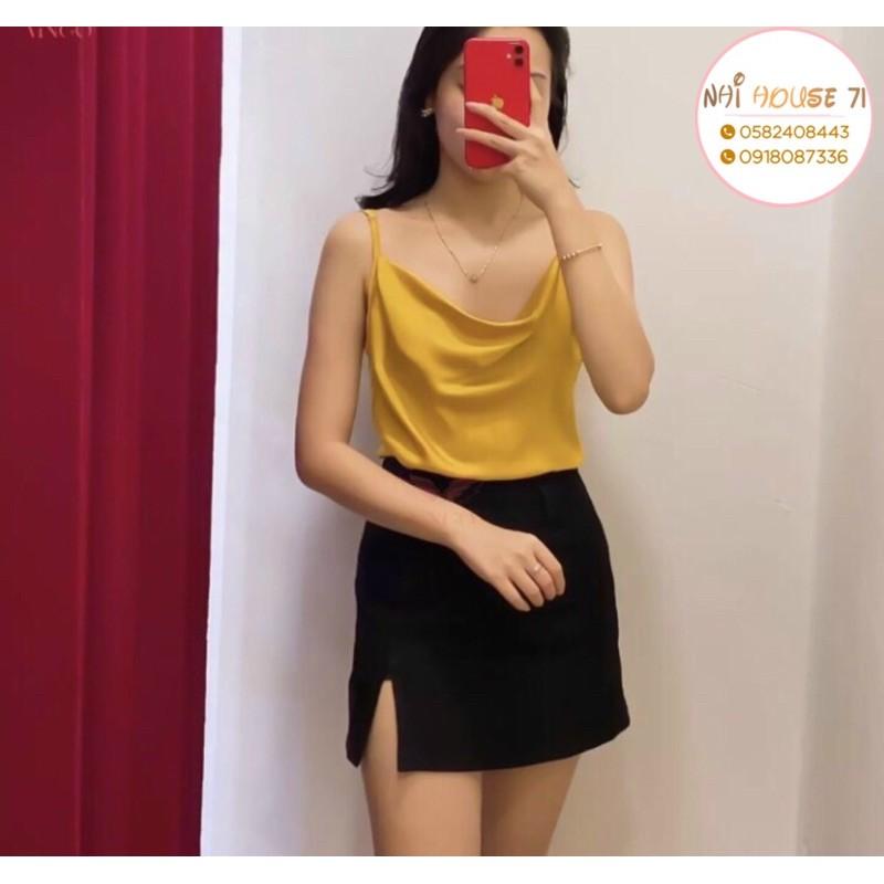 Áo 2 Dây Cổ Đổ NHIHOUSE71 Chất Lụa Satin Loại 1 Hàng Thiết Kế Form Cực Chuẩn 45-58kg