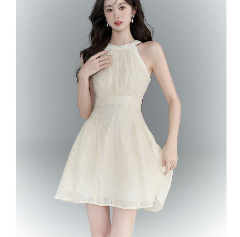 TOBE1SHOP Váy cổ nữ thiết kế mùa hè, eo cao, váy cổ dài.