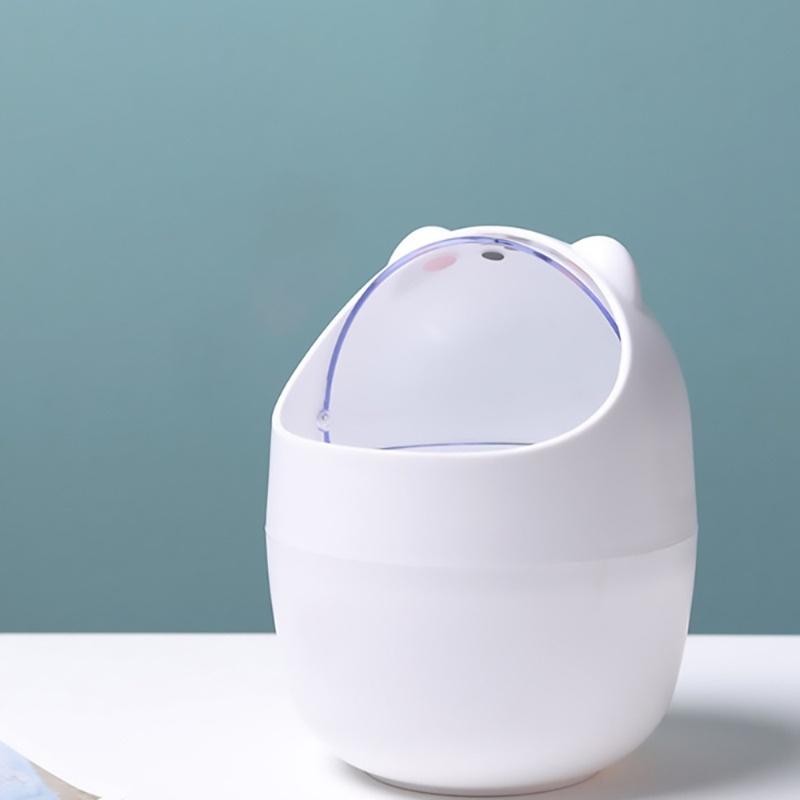 Thùng rác mini để bàn thiết kế nắp lật kiểu hoạt hình dễ thương sáng tạo đa năng