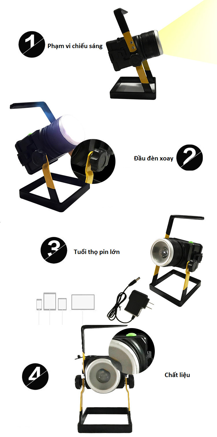 Đèn led siêu sáng sạc điện T6 (tặng kèm miếng thép đa năng 11in1)