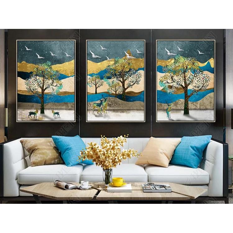 Bộ 3 tranh canvas hình hươu và cây ADH00815