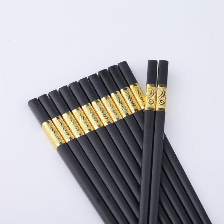 Set 10 Đôi Đũa Mạ Vàng Hợp Kim Cao Cấp Ăn Cơm Gia Đình Sạch Sẽ Lịch Sự