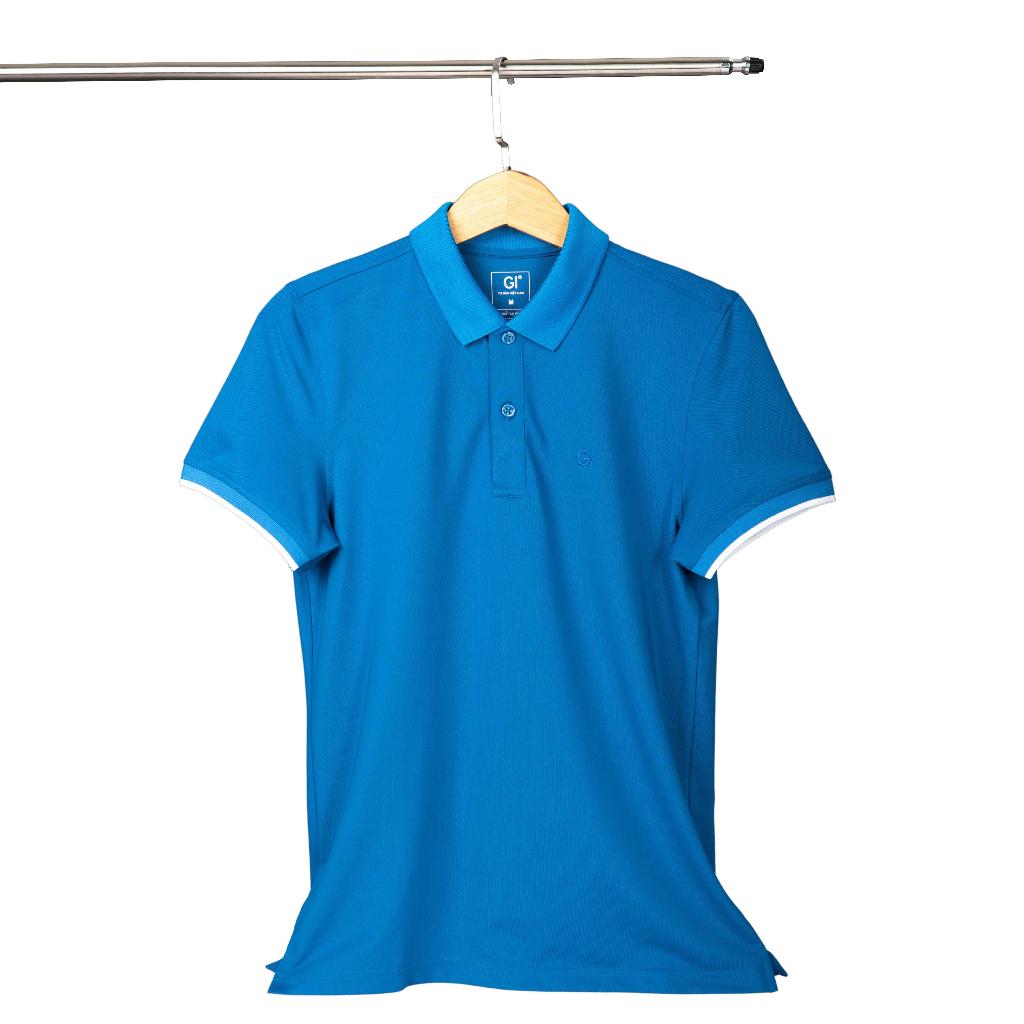 Áo nam polo màu xanh coba dáng đẹp cá sấu Poly trơn ngắn tay cao cấp có cổ GIFASHION MPR30419