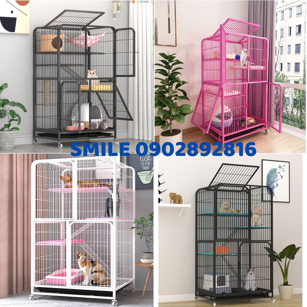 Chuồng Mèo 2 Tầng, 3 Tầng Nan Ống Cao Cấp Siêu Dày Size Đại - Cam kết giống hình 100%