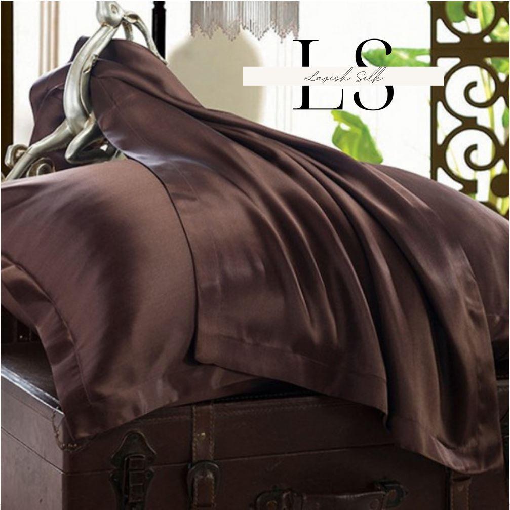 Bộ Vỏ Chăn Phi Lụa Lavish Silk Cao Cấp Mát Lạnh Hàng Loại 1 Không Nối Vải - Nâu Sô Cô La