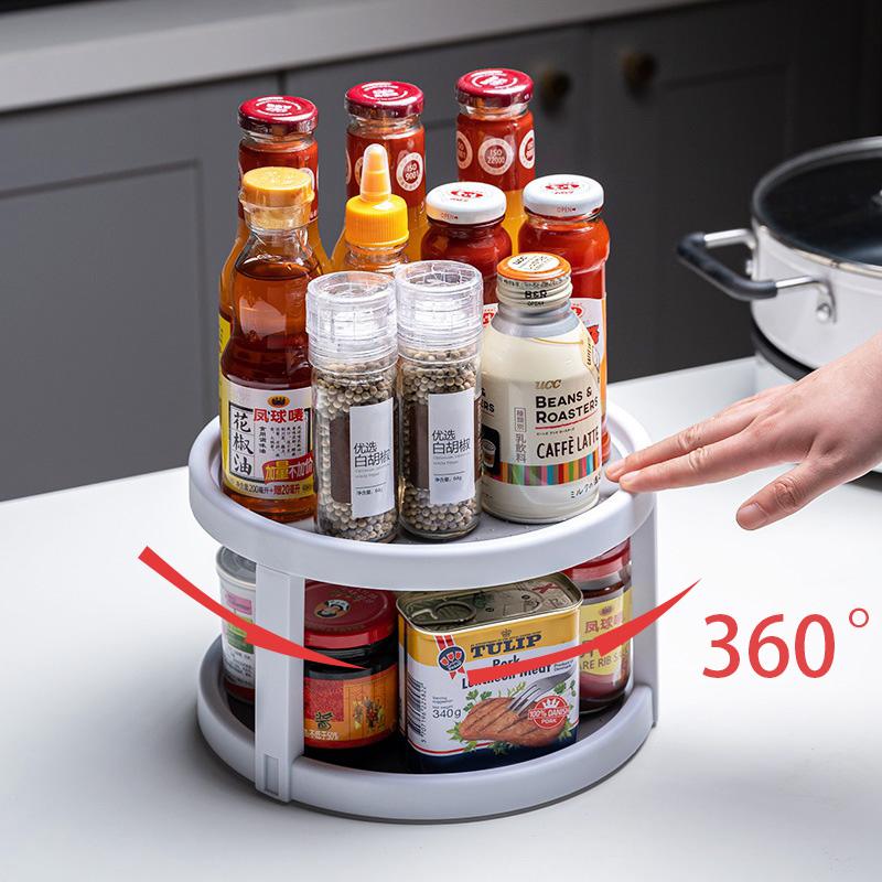 Xoay 360 Gia Vị Có Giá Để Đồ 2 Tầng Đa Năng Tổ Chức Kệ Để Đồ Mỹ Phẩm Dầu Chống Chống Trơn Trượt Vật Dụng Nhà Bếp Giá Đỡ