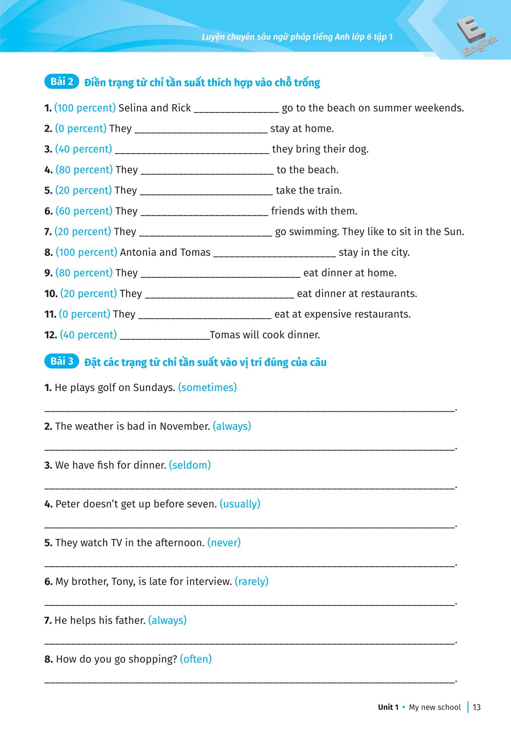 Luyện Chuyên Sâu Ngữ Pháp Và Bài Tập Tiếng Anh 6 - Tập 1 (Theo Chương Trình Global Success)