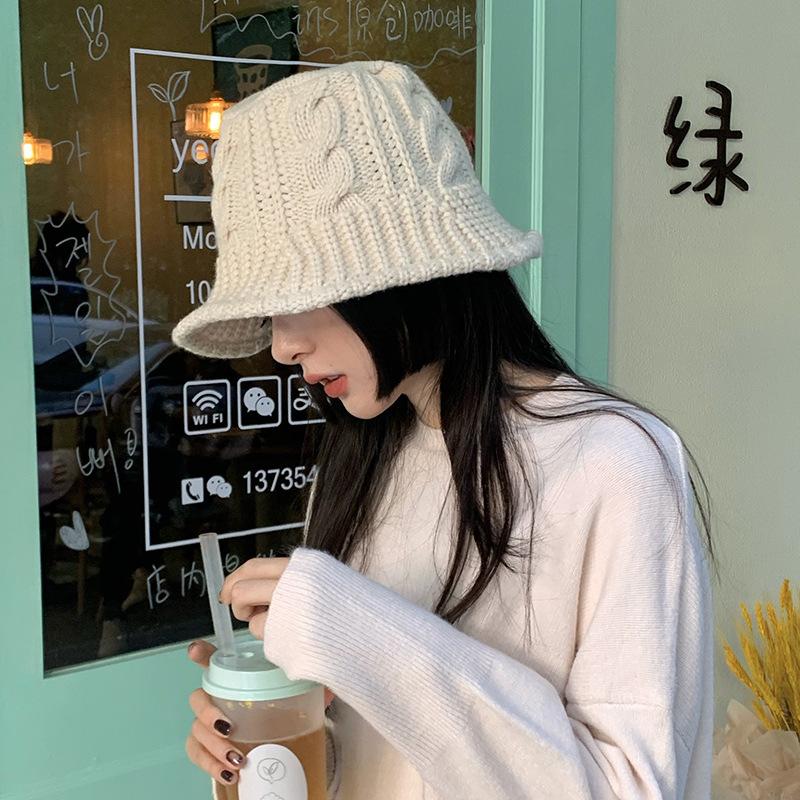 Phụ Nữ Lớn Sọc Dệt Kim Ngư Dân Nón Panama Handmade Móc Phù Hợp Lưu Vực Nón Mùa Thu Đông Ấm Nắp Chống Gió Nữ Nón
