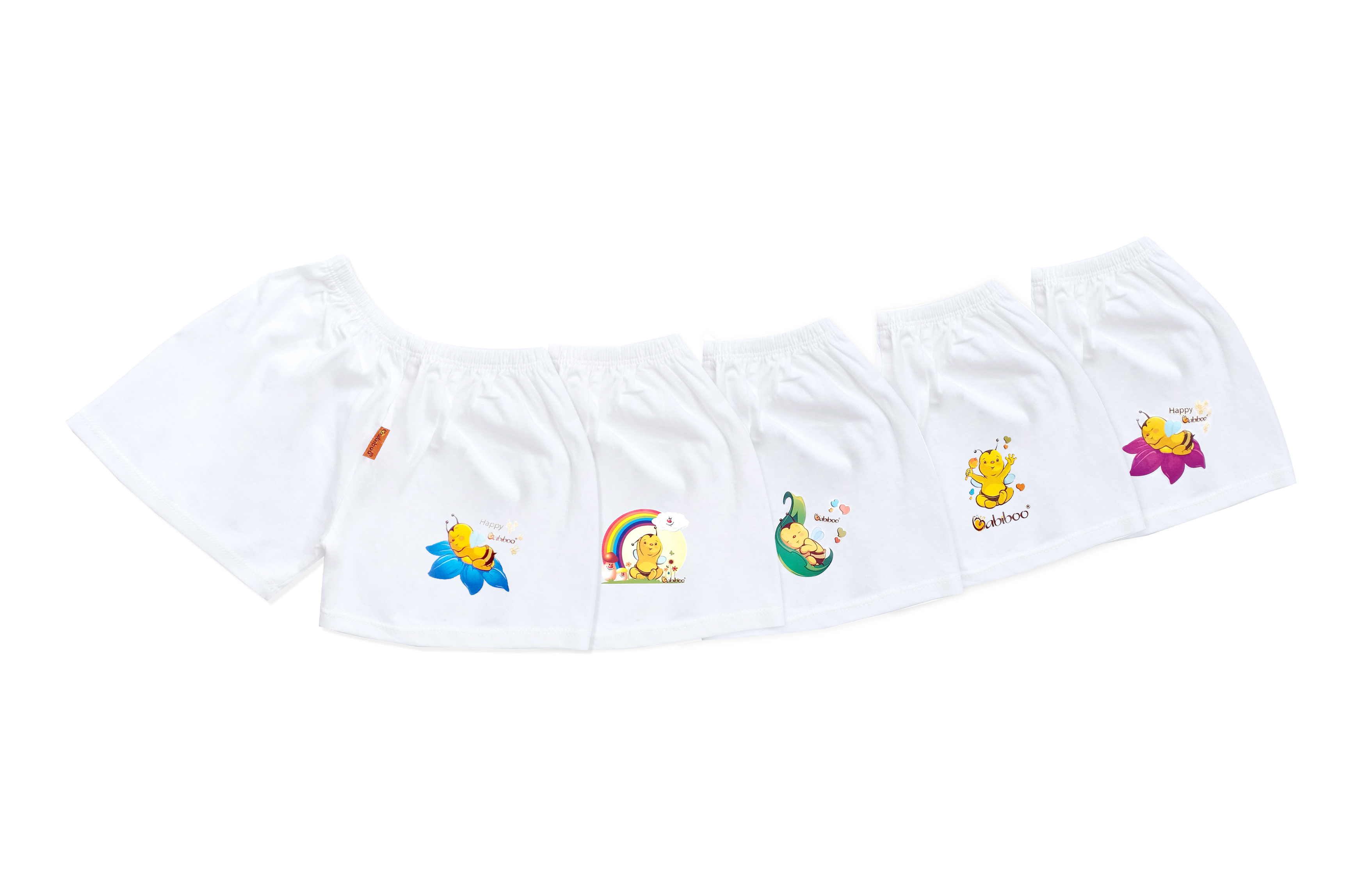 Bộ sơ sinh 100% Cotton cổ tim ngắn viền màu BABIBOO - BBC15