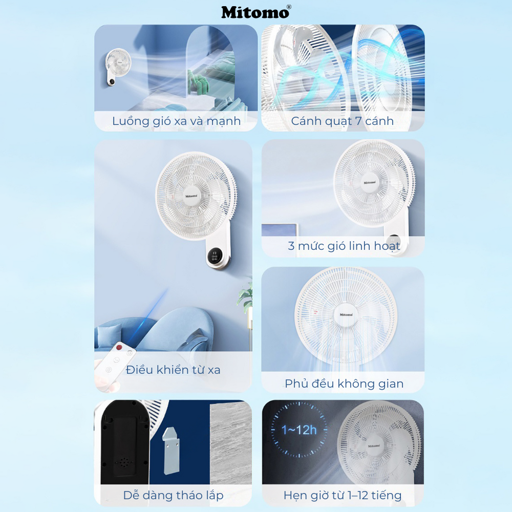 Quạt điện treo tường remote FTT-60AEC-D39, công suất 60W, hoạt động êm ái, hẹn giờ thông minh -hàng chính hãng Bảo hành 2 năm