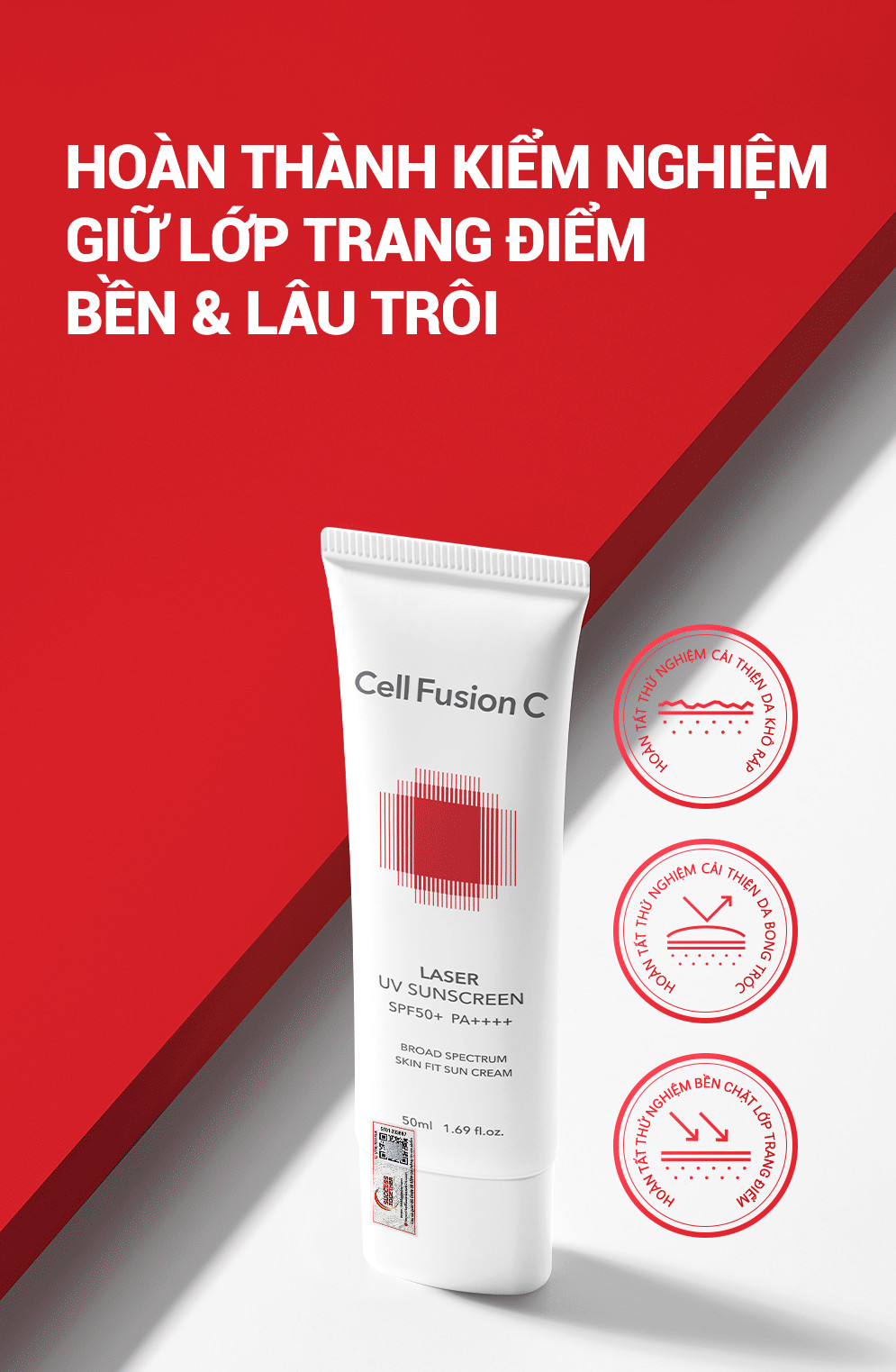Kem Chống Nắng Phổ Rộng Cho Da Treatment Sau Laser Phi Kim Cell Fusion C Laser UV Sunscreen SPF50+ PA++ 35ml