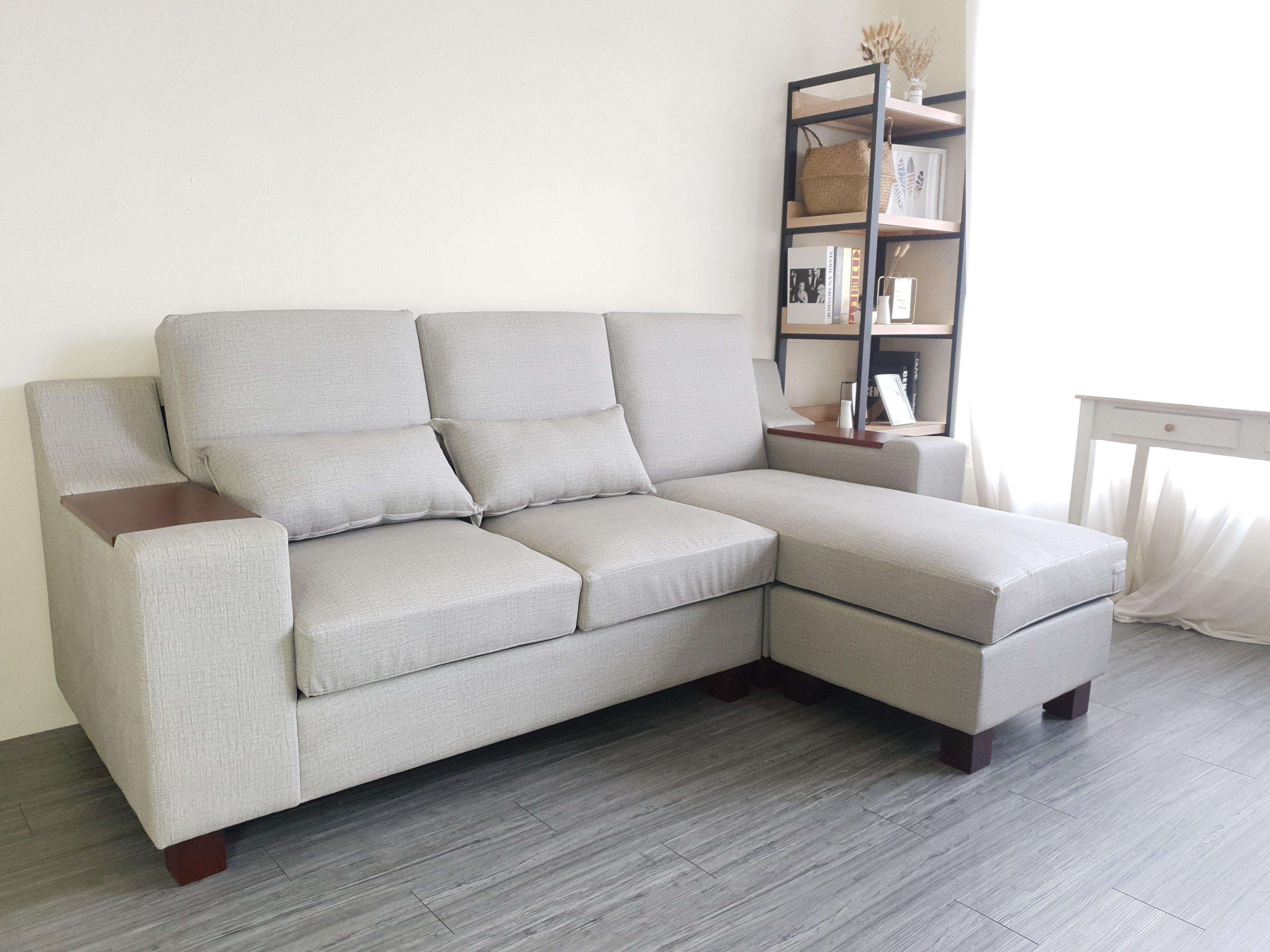 Sofa bed góc L Juno sofa màu xám, kem, xanh dương