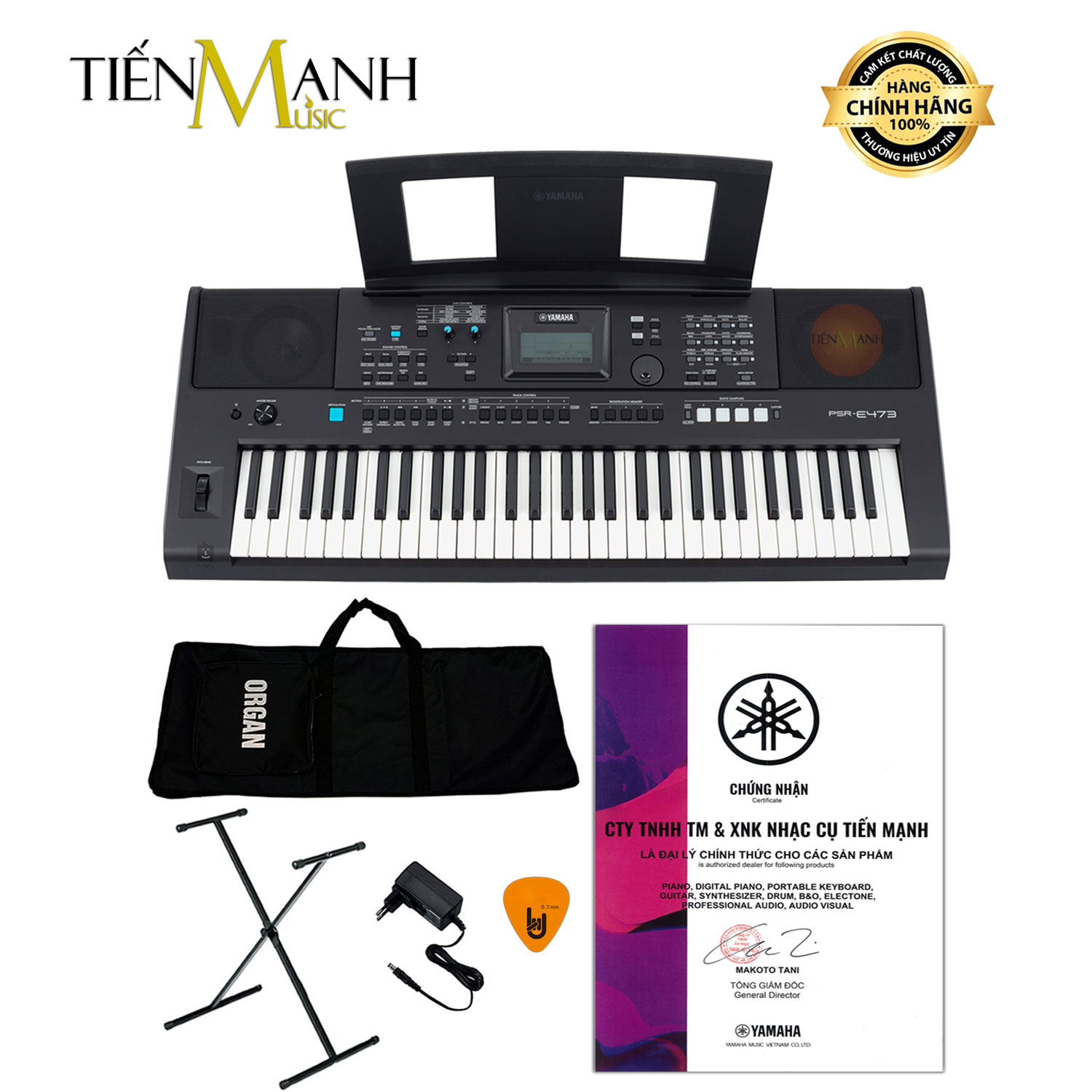 Bộ Đàn Organ Yamaha PSR-E473 - Đàn, Chân, Bao, Nguồn Keyboard PSR E473 - Có tem chống hàng giả Bộ CA Hàng Chính Hãng - Kèm Móng Gẩy DreamMaker