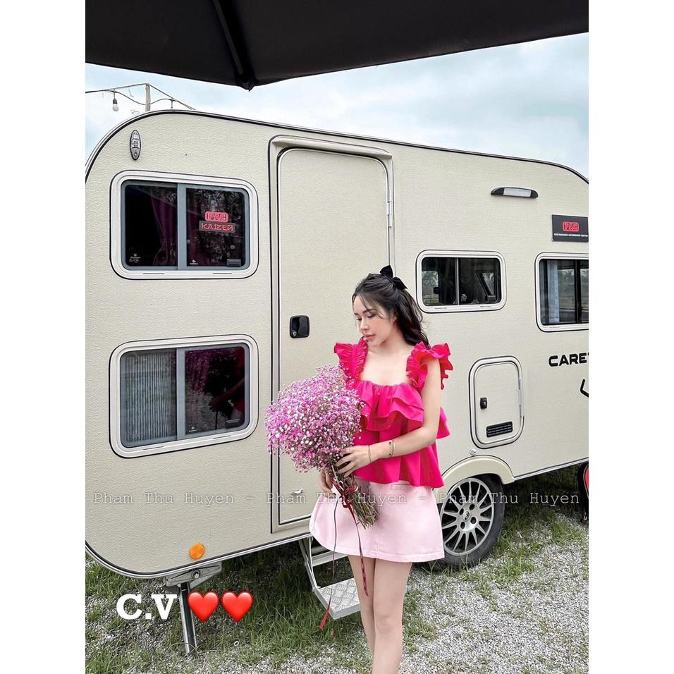 SET BỘ ĐI CHƠI, SET 2 MÓN ÁO BÈO PHỒNG PHỐI CHÂN VÁY DÁNG A CỰC XINH IU - Hồng nhạt