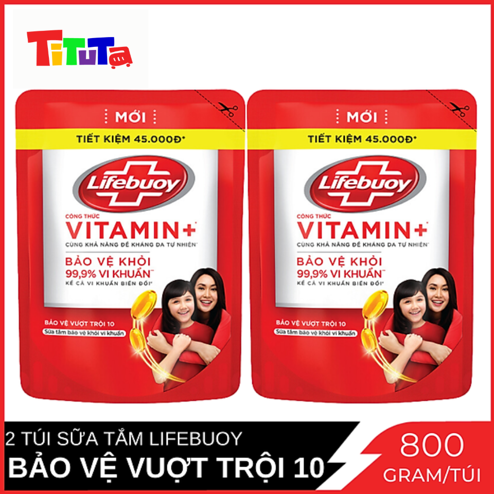 Combo 2 túi sữa tắm Lifebuoy Bảo vệ vượt trội 10 800g